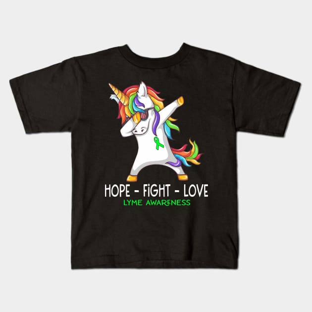 Hope Fight Love LYME Awareness Support LYME Warrior Gifts Kids T-Shirt by ThePassion99